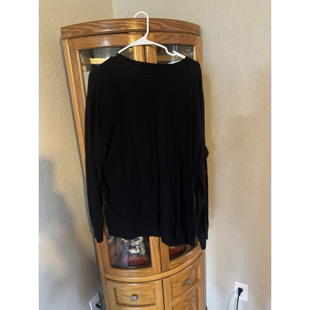 George Women’s Black Long Sleeve Pullover Sweater Top Plus Size 2X Casual